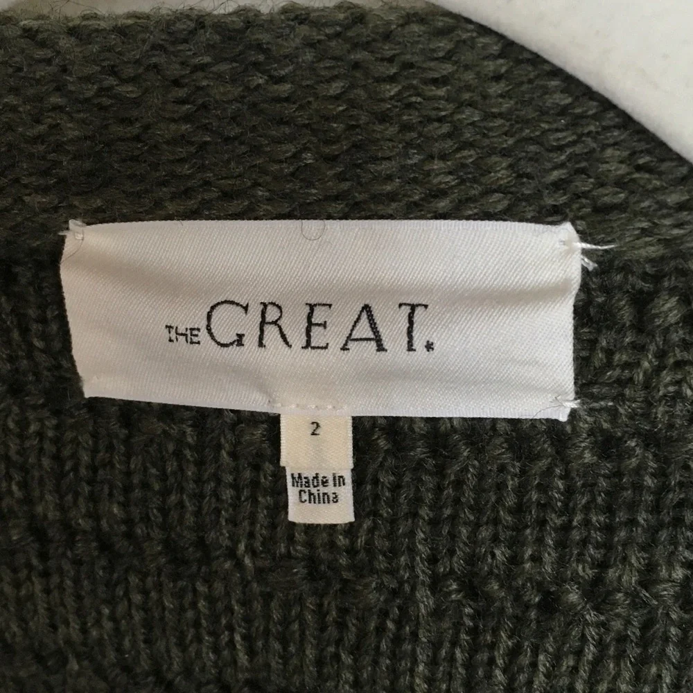 THE GREAT. Textured Dark Green Cardigan - Picture 7 of 7